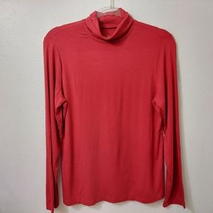 Chico's Felicity Jersey Turtleneck Top Razzle Red Size 8
